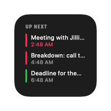 The Events widget in Pulse