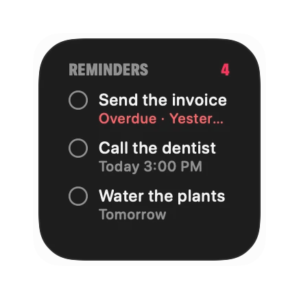 The Reminders widget in Pulse