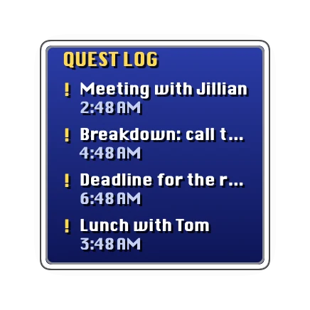 The Events widget in Quest