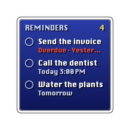 The Reminders widget in Quest