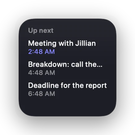 The Events widget in Slate