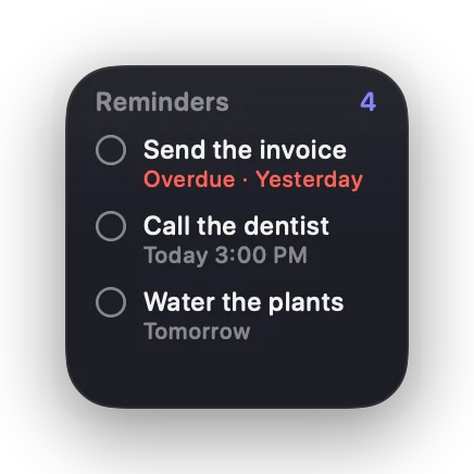 The Reminders widget in Slate