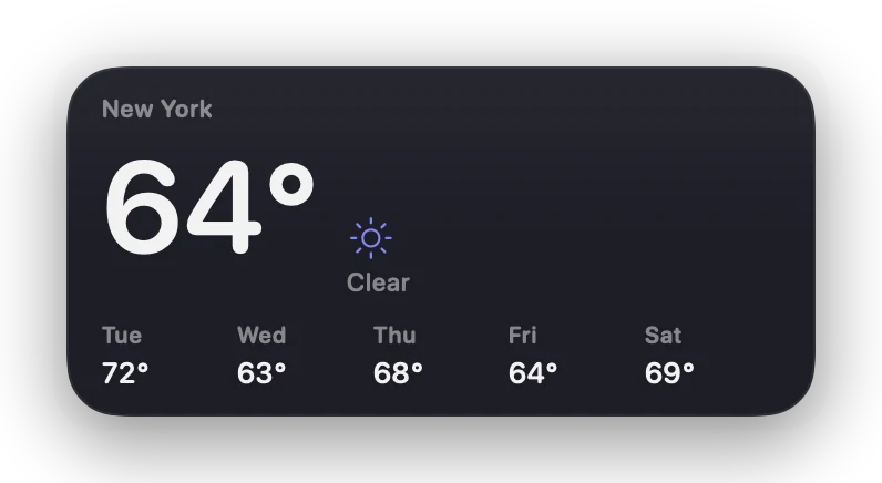 The Weather widget in Slate