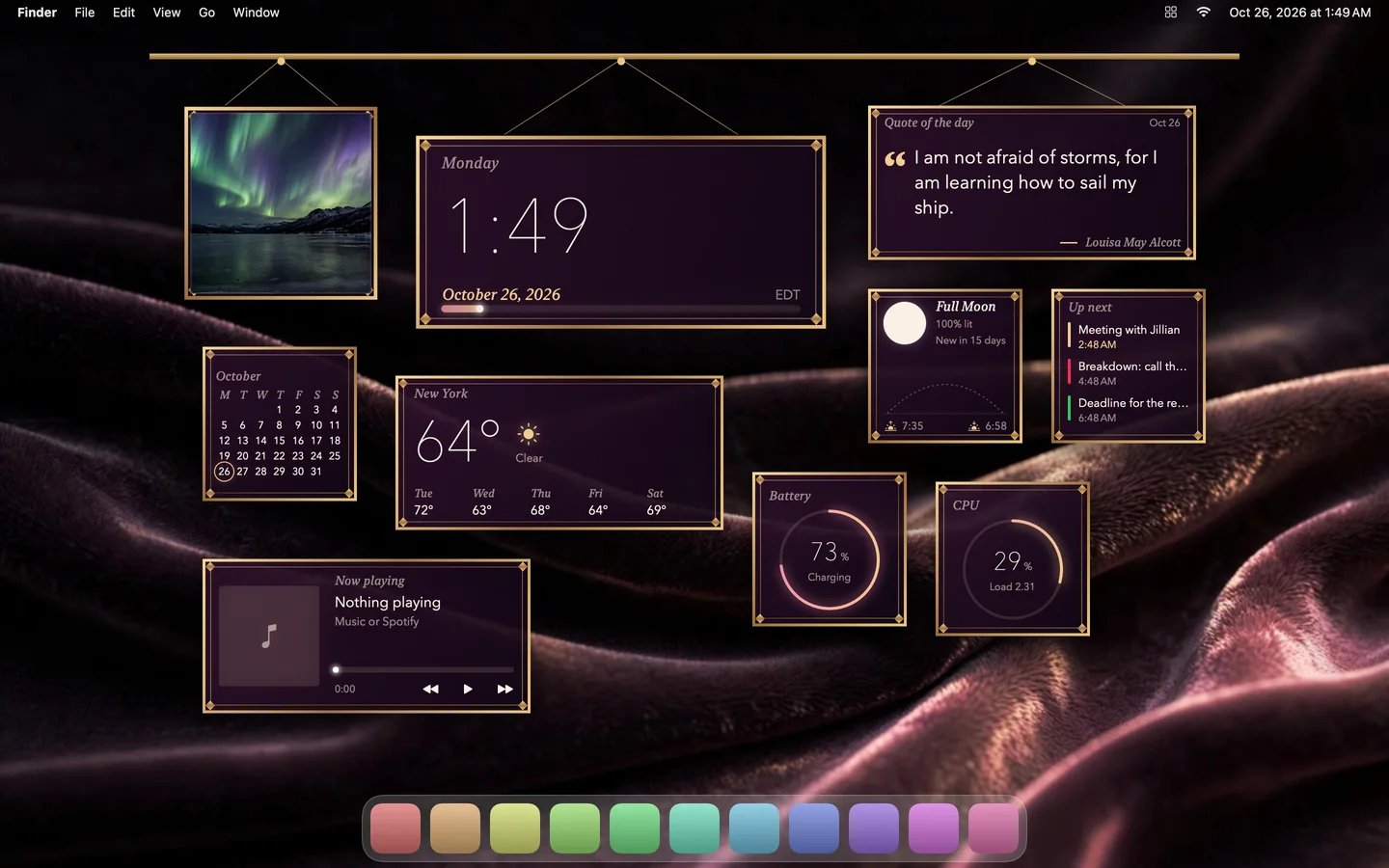 The Velvet theme laid out on a Mac desktop