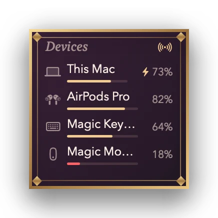 The Devices widget in Velvet
