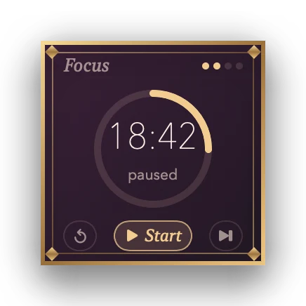 The Focus Timer widget in Velvet