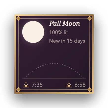 The Moon & Sun widget in Velvet