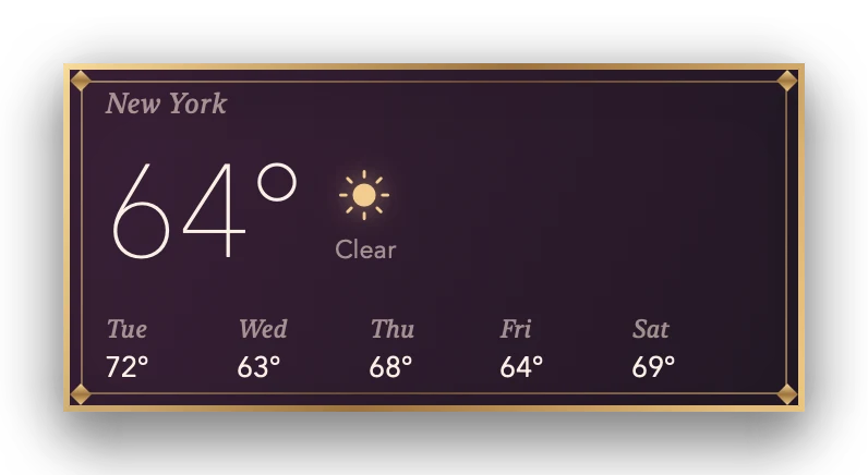 The Weather widget in Velvet